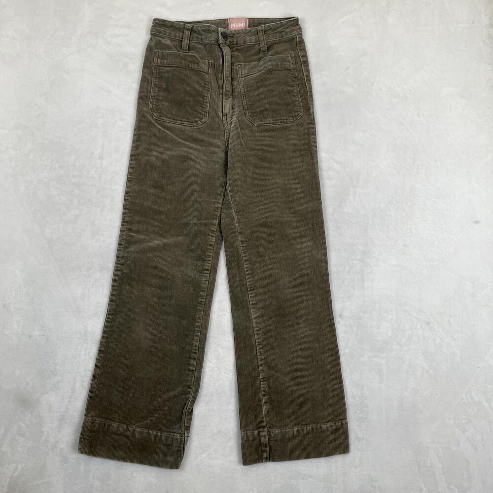 Show Me Your MuMu Pants Womens 28 Green Corduroy Ankle Cuffed Pockets Casual